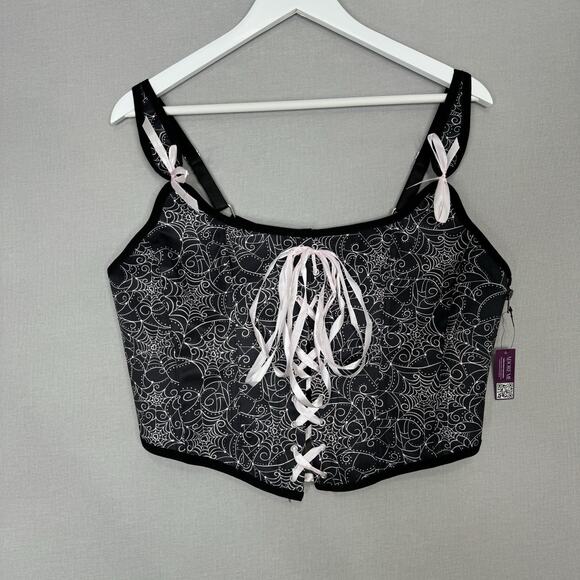 Adore Me Alex Corset Top Womens 1X Black Spiderweb Halloween Bustier Whimsigoth - Picture 2 of 16